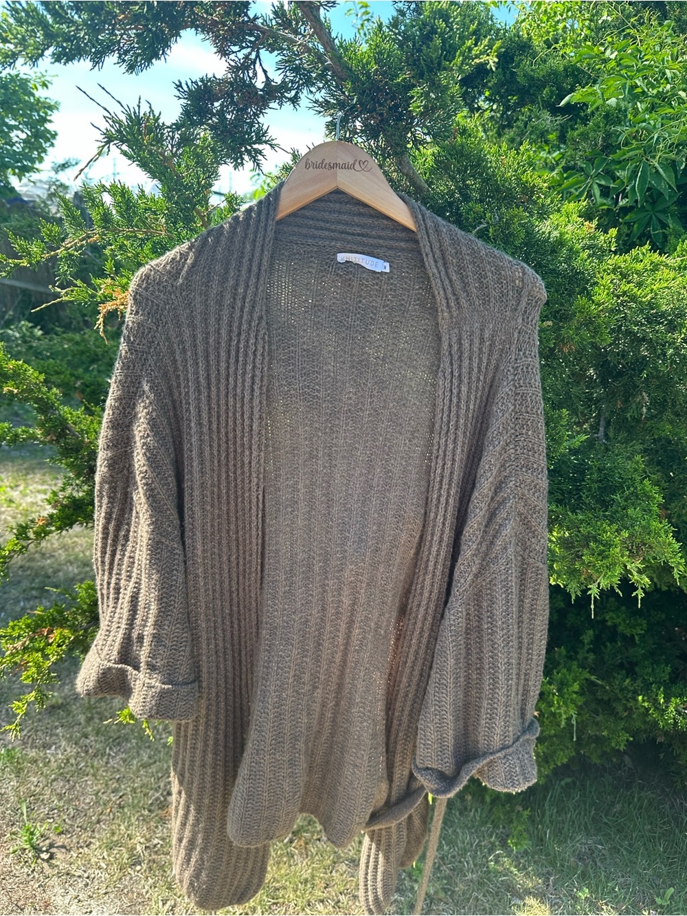 Cozy Open-Front Brown Knit Cardigan